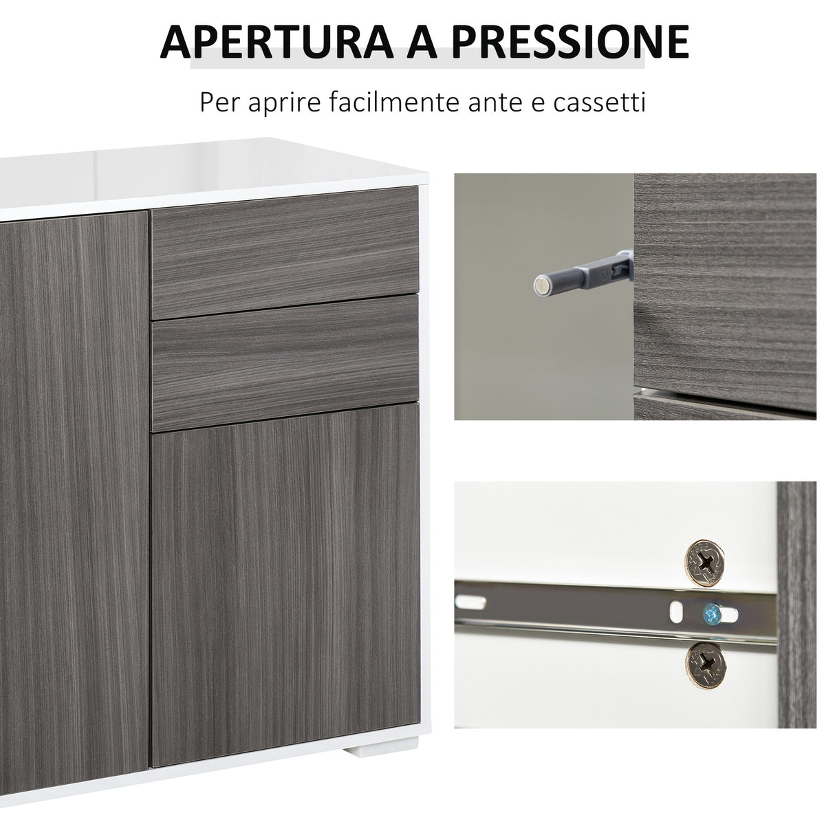 easycomfort easycomfort mobiletto 2 cassetti e 2 ante apertura a pressione mobile con 2 cassetti e 2 ante per casa e ufficio 79x36x74cm grigio chiaro e bianco ean 8054111846233