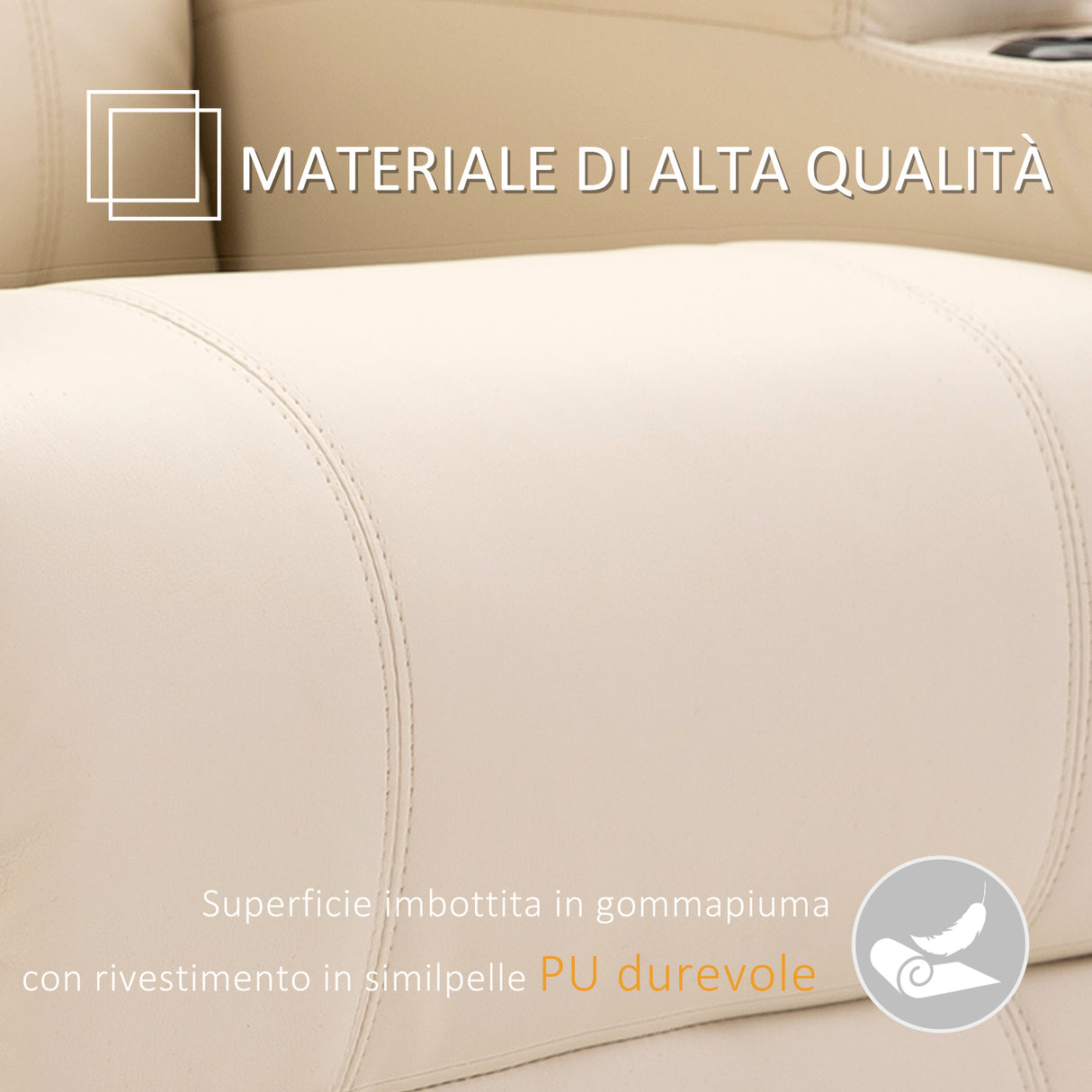 easycomfort easycomfort poltrona relax elettrica reclinabile girevole con 2 portabicchieri telecomando poggiapiedi e 4 tasche laterali in pelle pu legno e acciaio crema