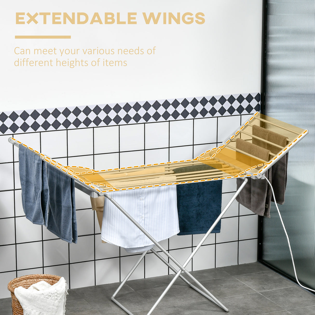 easycomfort easycomfort stendino elettrico riscaldato con ali pieghevole salvaspazio in lega di alluminio 144x53x91cm argento