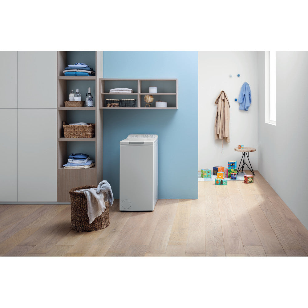 lavatrice slim a carica dall alto 5 kg indesit btw l50300 it n 1000 giri classe d a90xl40xp60 turn go opzione extra lavaggio display led btwl50300it n 38588
