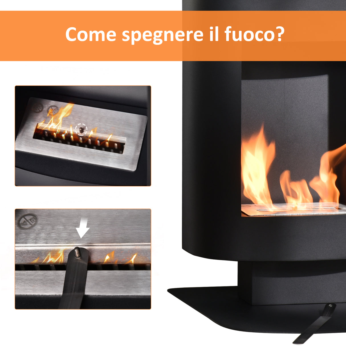 easycomfort easycomfort camino a bioetanolo con serbatoio da 1 5l copertura fino 20 46 5x53x65cm nero