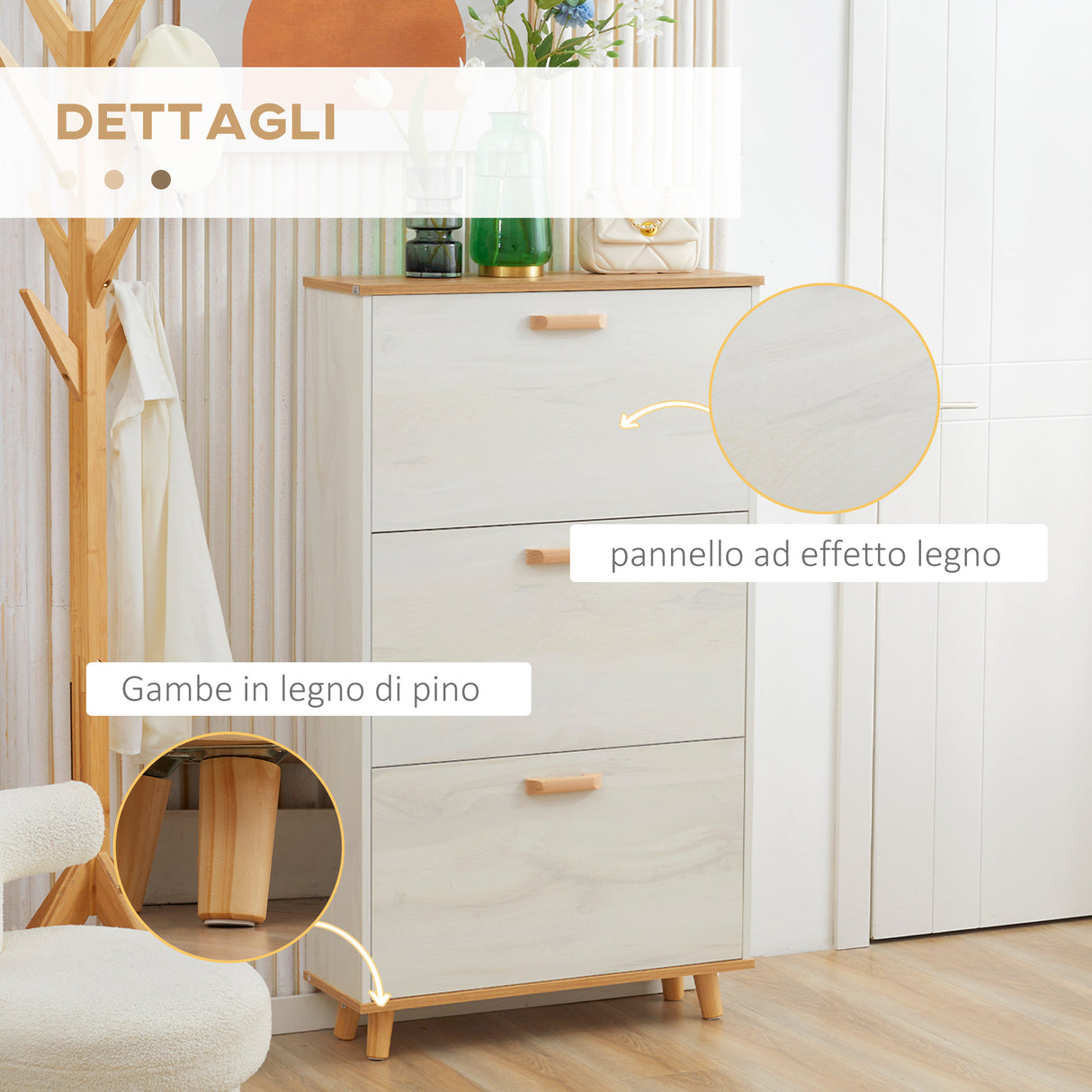 easycomfort easycomfort mobile scarpiera salvaspazio in truciolato con 3 cassetti e 2 ripiani interni regolabili 70x23 5x122 cm bianco