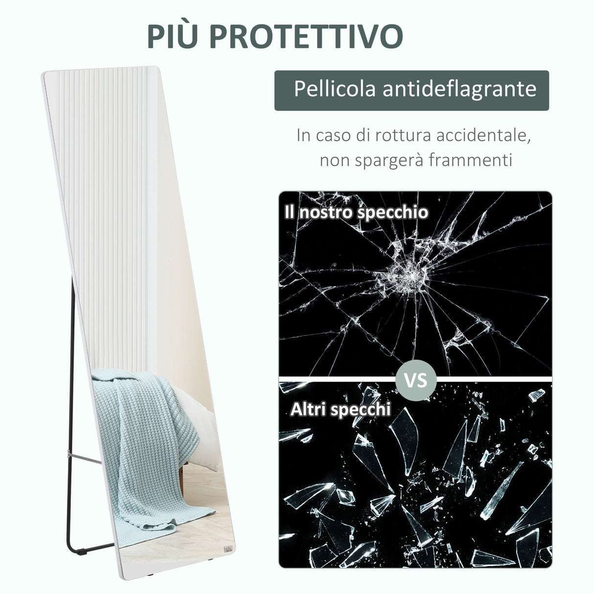 easycomfort easycomfort specchio da terra e parete con struttura in alluminio per camera ingresso e bagno 45x37x158 5cm