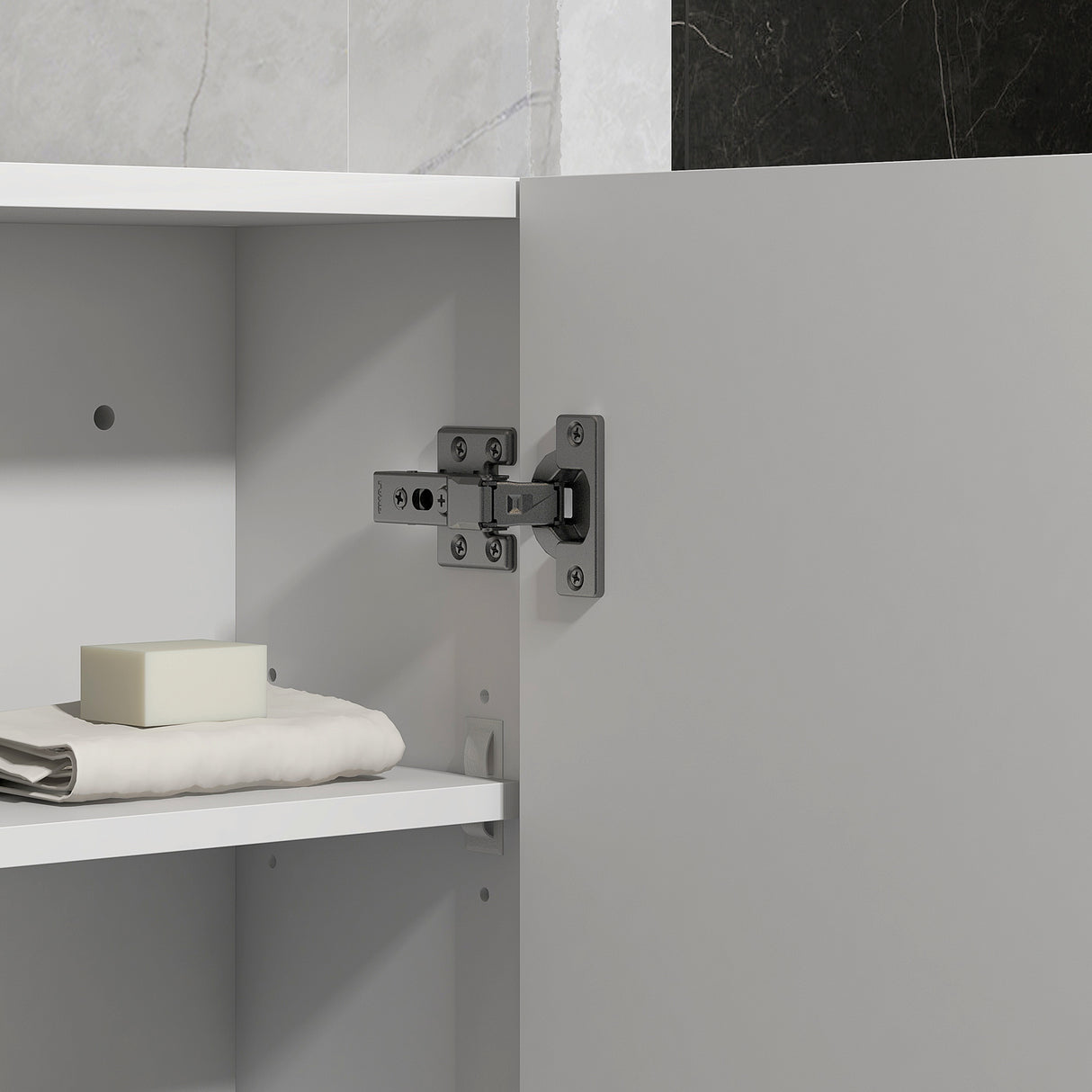 easycomfort easycomfort mobiletto bagno in mdf a muro con 3 ripiani e ripiano superiore regolabile 37x22 5x70 cm bianco