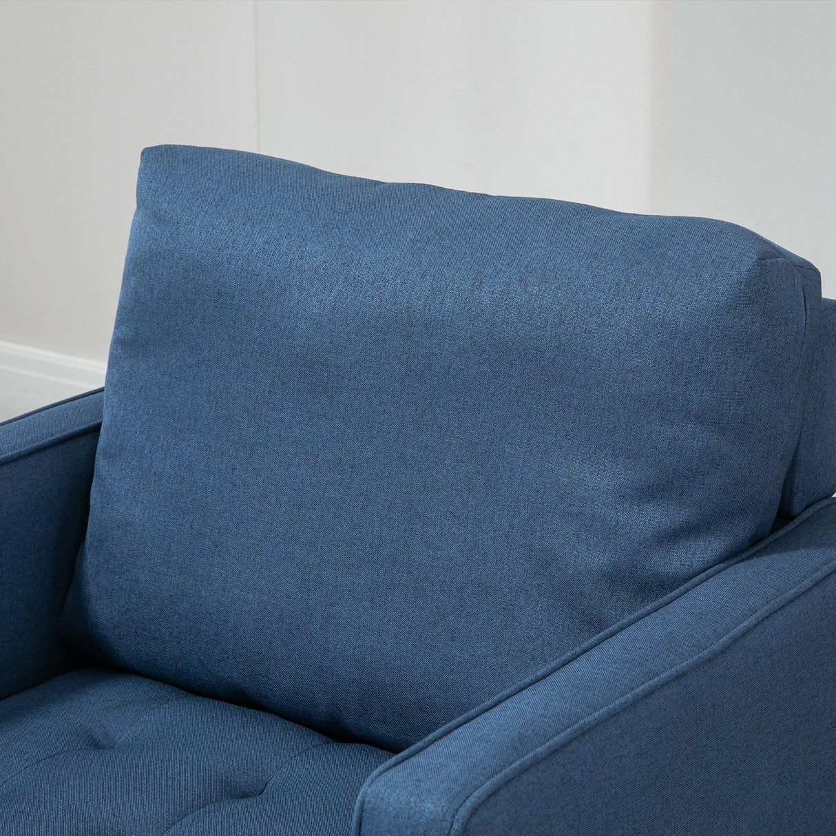 easycomfort easycomfort poltrona moderna in tessuto effetto lino struttura in legno e imbottitura spessa 76x70x87cm blu