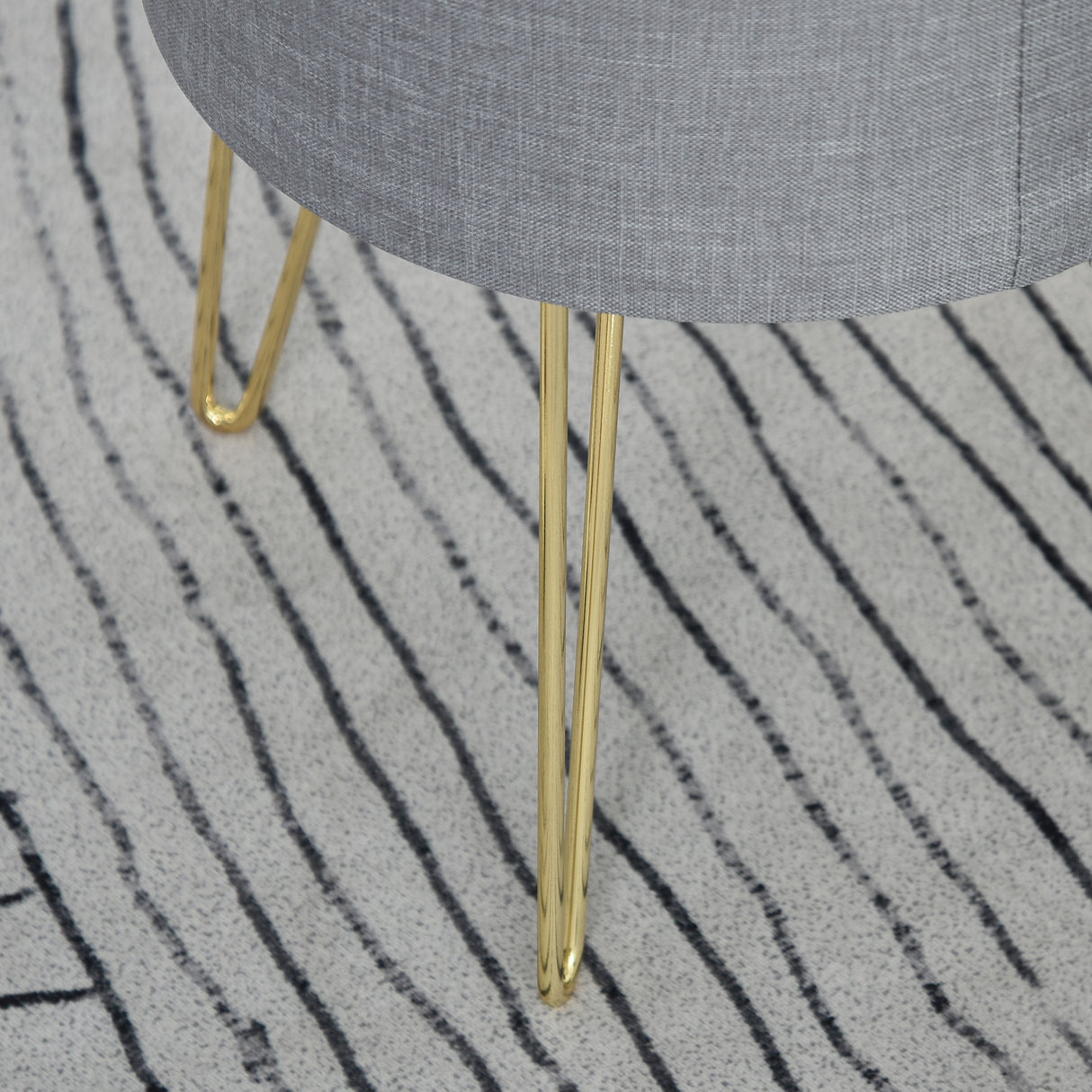 easycomfort easycomfort sgabello rotondo con vano contenitore in tessuto grigio e oro 36x36x45cm