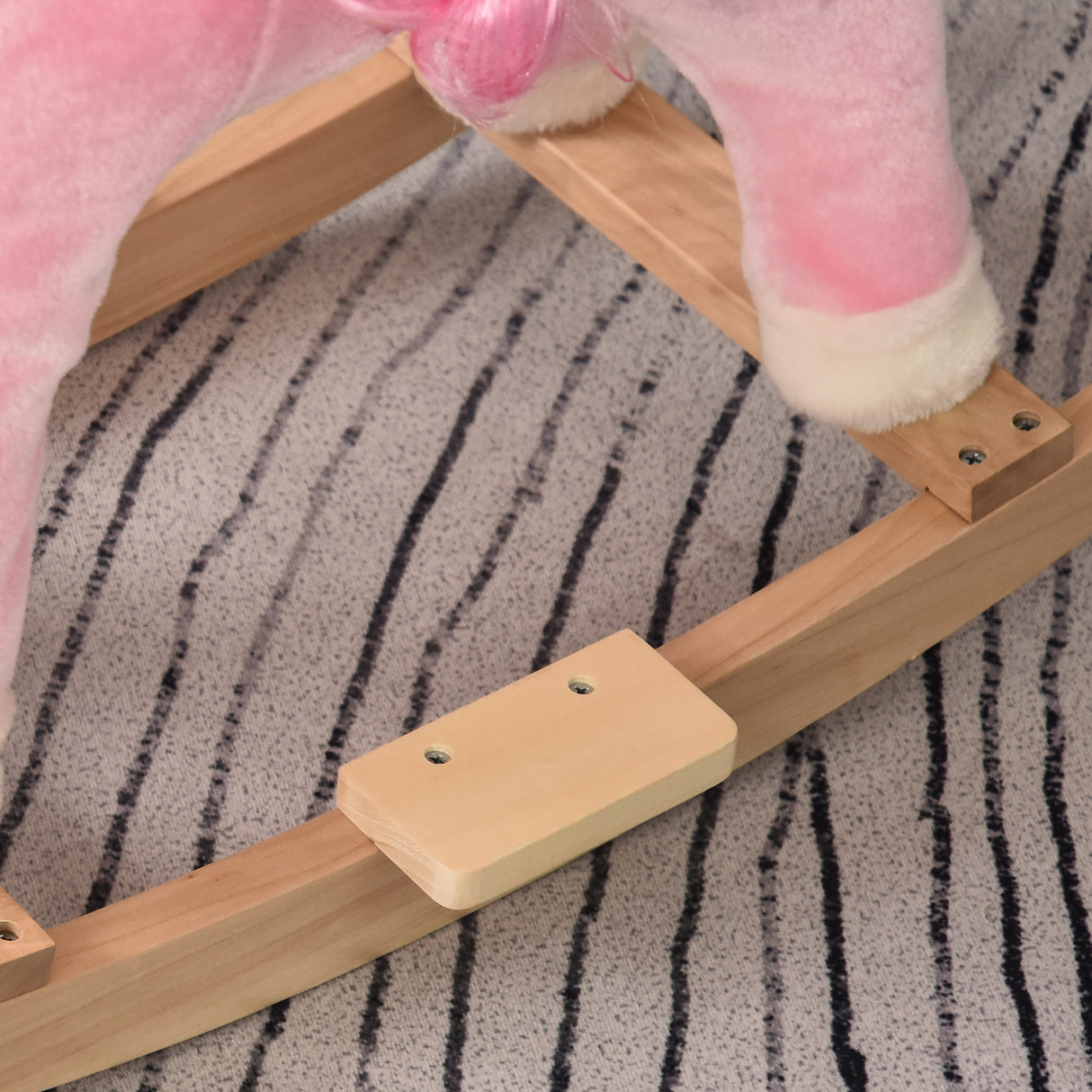 easycomfort easycomfort cavallo a dondolo per bambini 36 72 mesi unicorno a dondolo con suoni in legno e peluche rosa 74x33x62cm