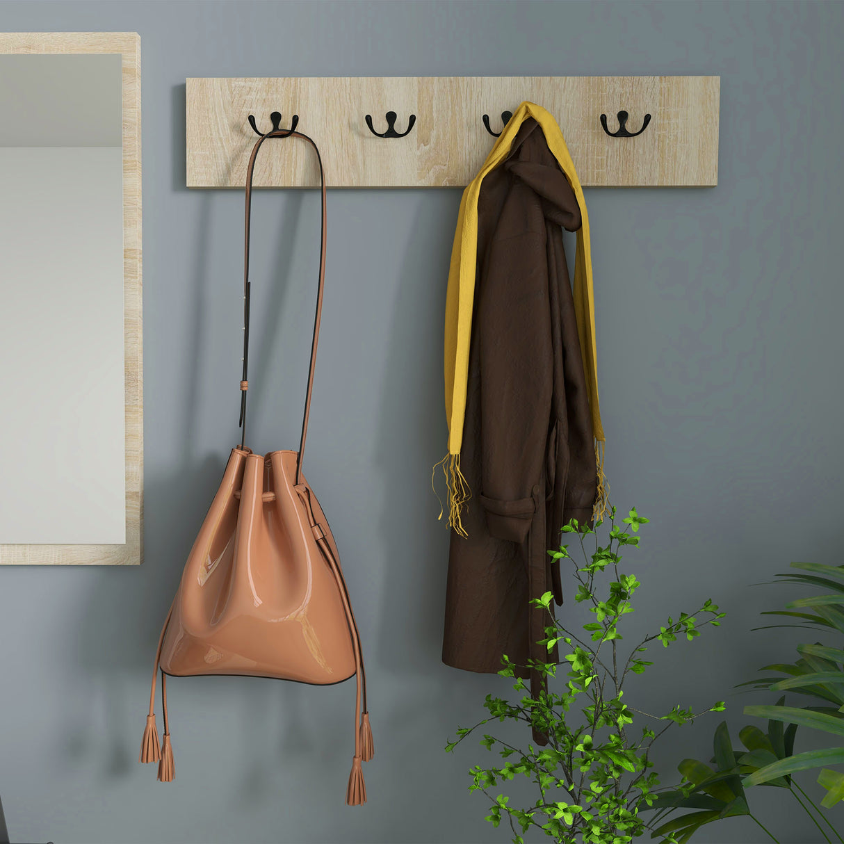 easycomfort easycomfort set da ingresso con attaccapanni a muro 4 ganci scarpiera per 9 scarpe armadietto e specchio