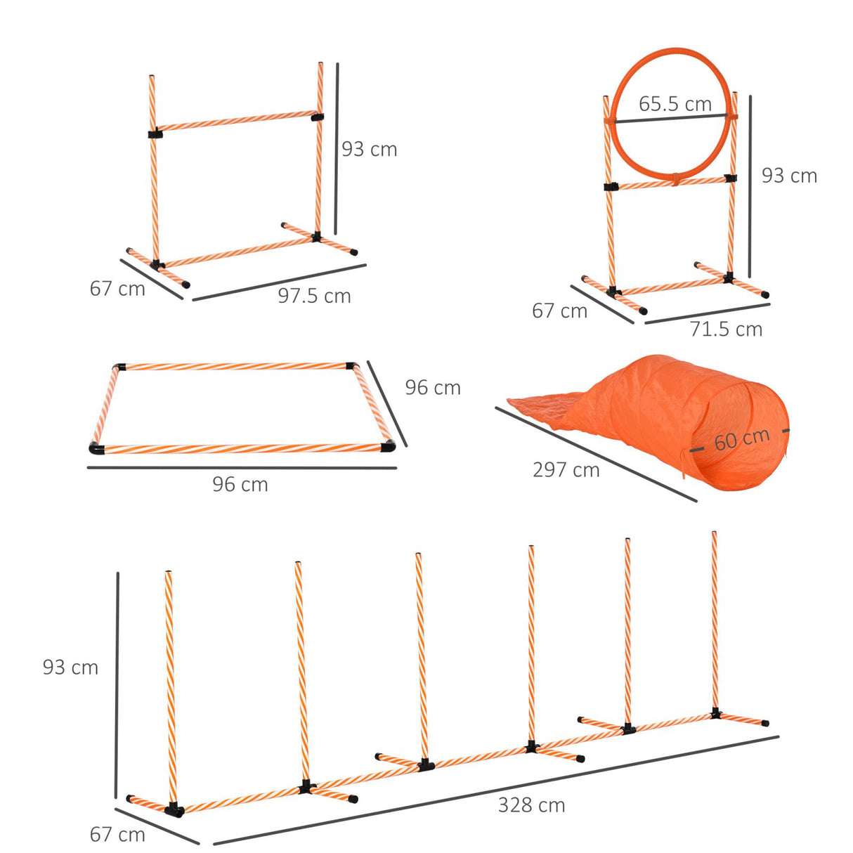 immagine-2-easycomfort-easycomfort-attrezzi-agility-dog-set-completo-percorso-agility-dog-con-5-pezzi-slalom-ostacolo-e-tunnel-arancione