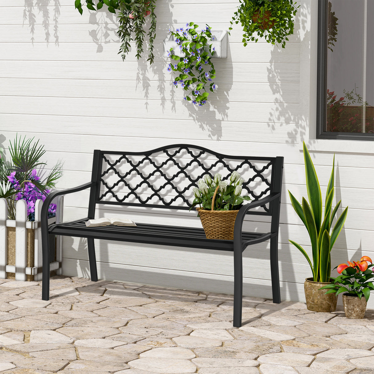 immagine-2-easycomfort-easycomfort-panchina-da-esterno-2-posti-in-acciaio-e-ghisa-con-braccioli-e-schienale-decorato-128x58-5x89cm-nero