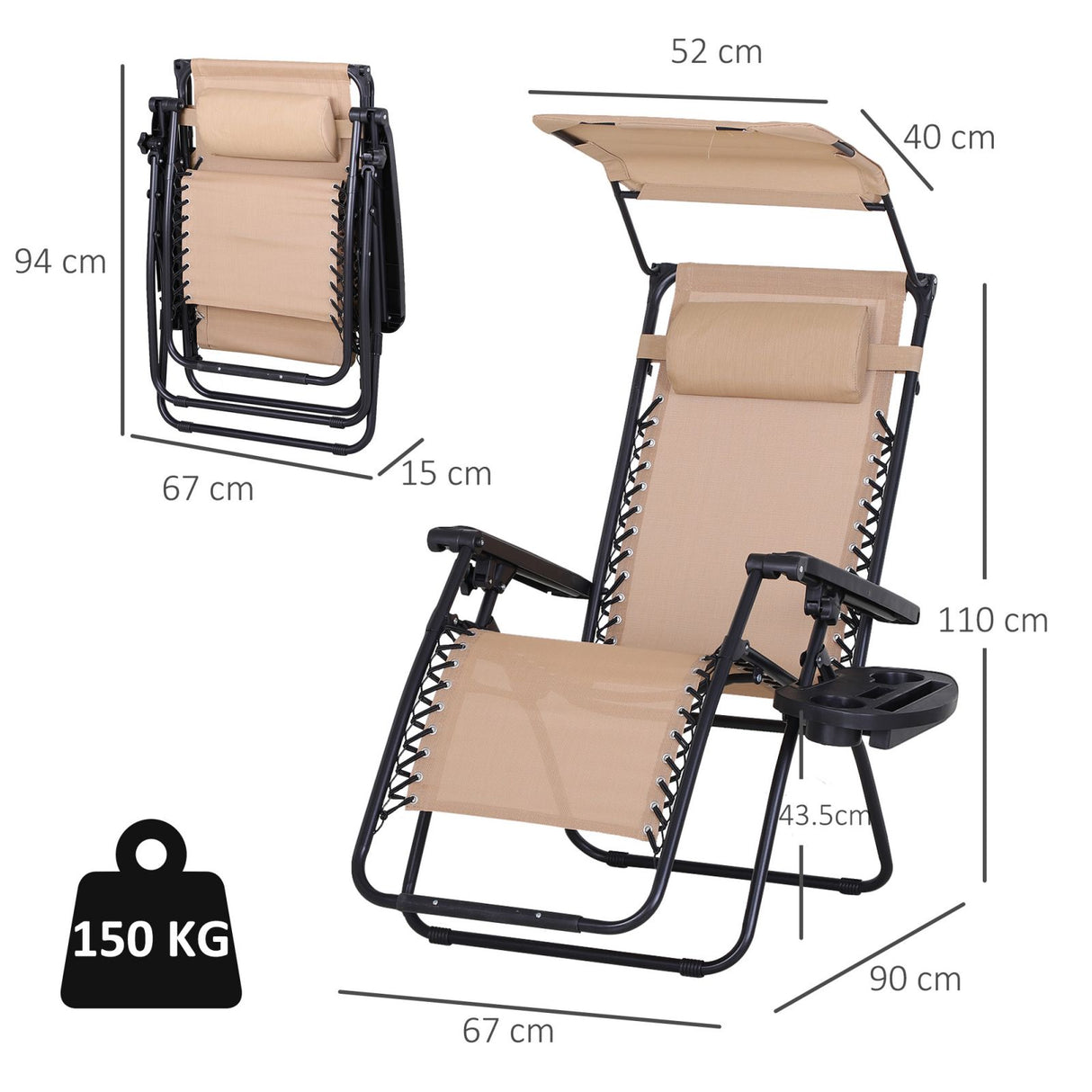 immagine-2-easycomfort-easycomfort-sedia-sdraio-da-giardino-zero-gravity-con-tettuccio-e-portabicchieri-beige-ean-8054144130439