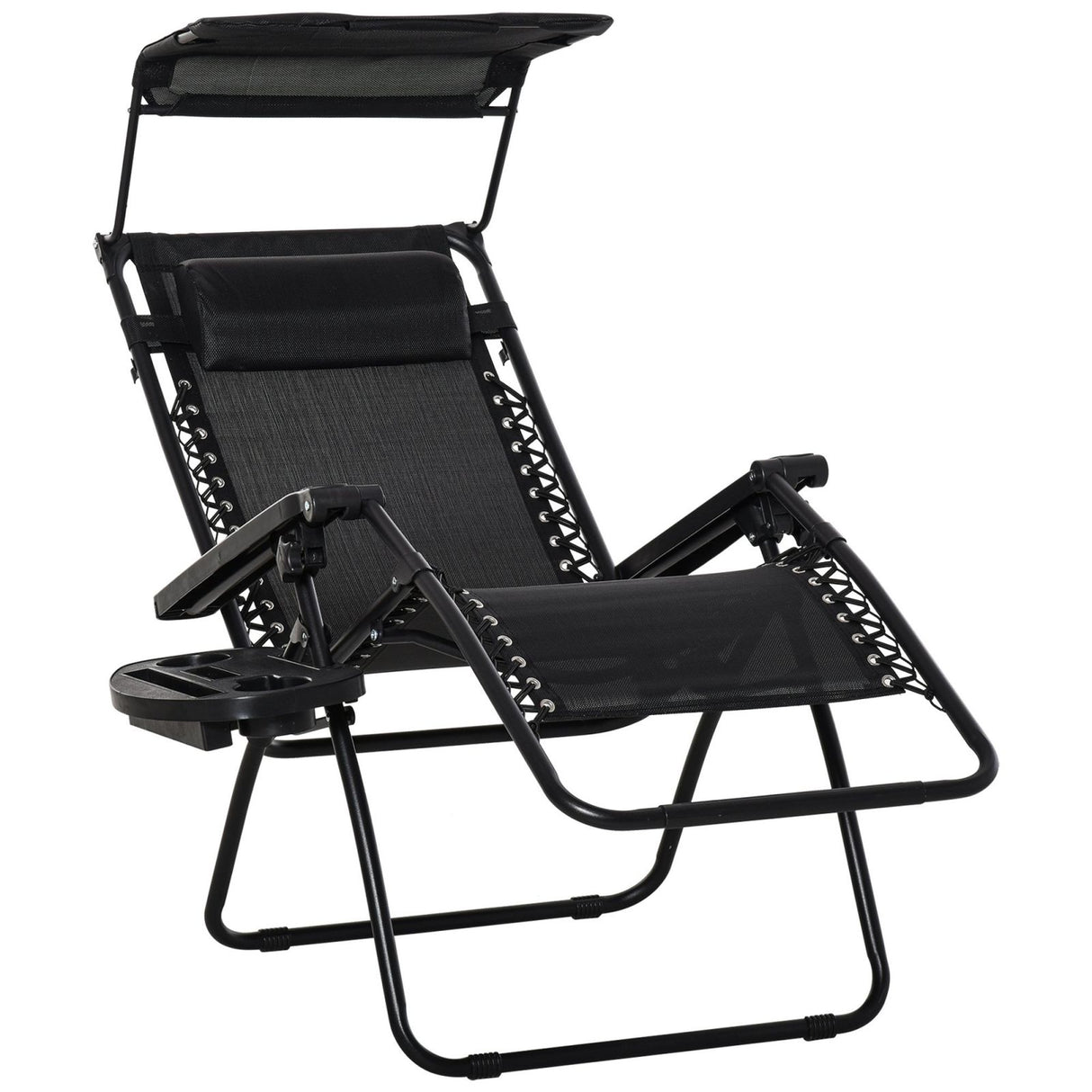 immagine-2-easycomfort-easycomfort-sedia-sdraio-zero-gravity-pieghevole-e-reclinabile-con-tettuccio-e-portabicchieri-90x67x110cm