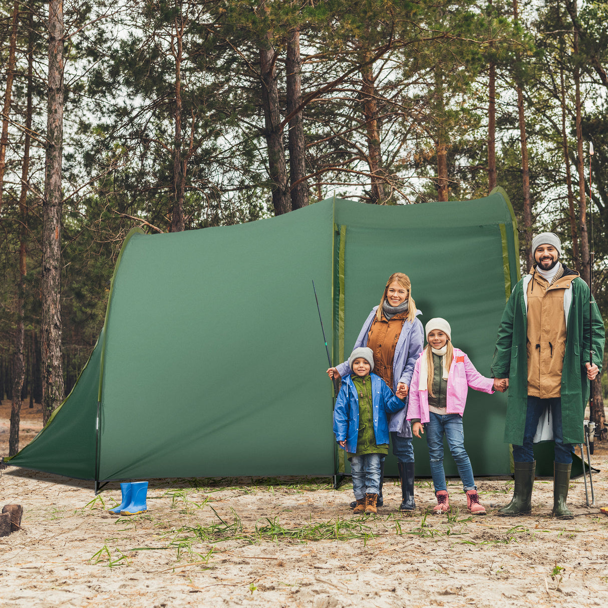 immagine-2-easycomfort-easycomfort-tenda-da-campeggio-4-6-persone-a-2-spazi-4-porte-a-cerniera-borsa-per-trasporto-e-ganci-inclusi-410x240x195cm-verde