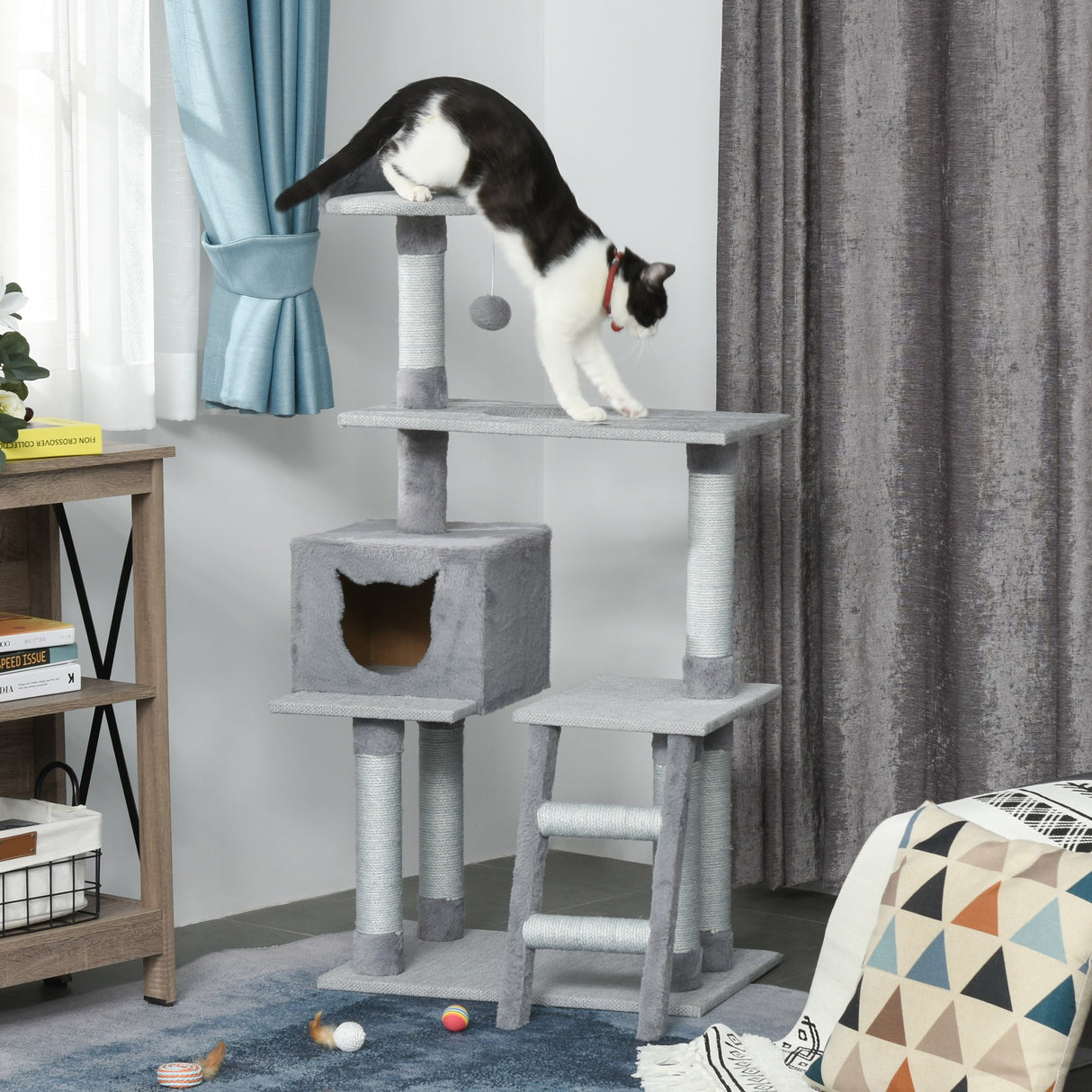 immagine-2-easycomfort-easycomfort-tiragraffi-palestra-per-gatti-multilivello-con-casetta-scala-piattaforme-pali-in-corda-di-juta-grigio-60-5x40x124cm-ean-8054144134307