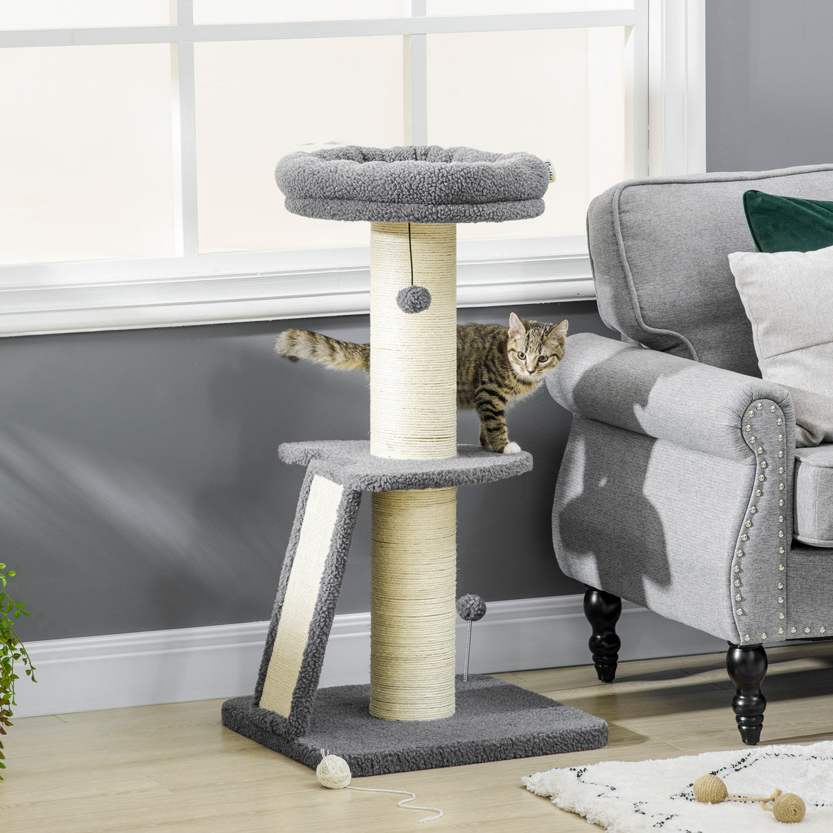 immagine-2-easycomfort-easycomfort-torre-per-gatti-tiragraffi-con-palline-e-posatoi-in-truciolato-sisal-e-finto-vello-dagnello-48x48x92-cm
