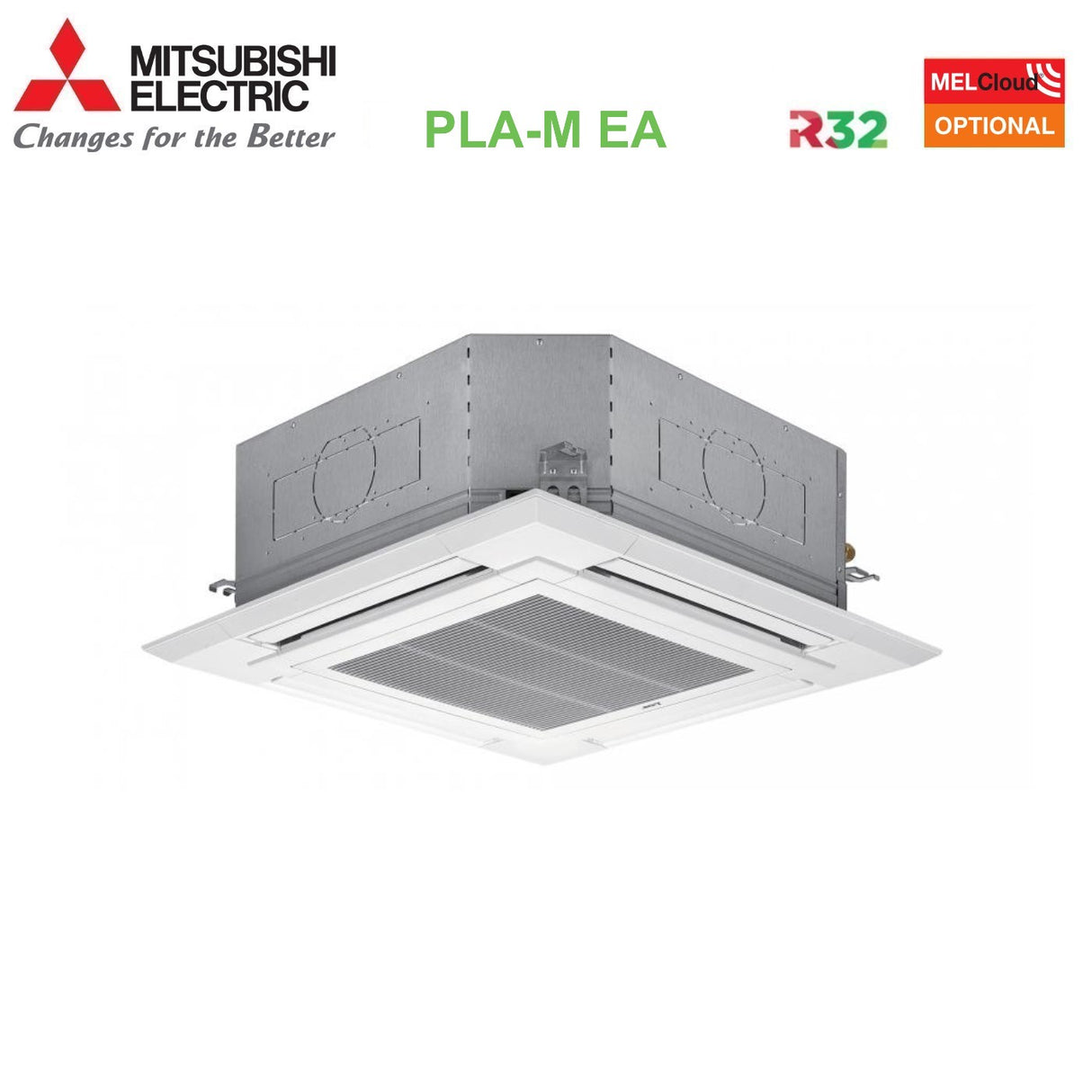 immagine-2-mitsubishi-electric-climatizzatore-condizionatore-mitsubishi-electric-cassetta-90x90-a-4-vie-34000-btu-pla-m100ea-puz-m100yka-trifase-r-32-wi-fi-optional-con-griglia-inclusa