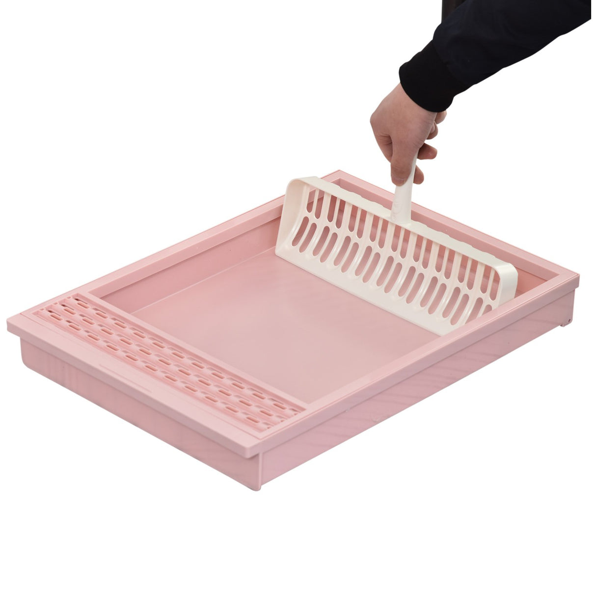 immagine-3-easycomfort-easycomfort-lettiera-portatile-per-gatti-con-coperchio-vassoio-estraibile-e-paletta-rosa-e-bianca-ean-8054111845793