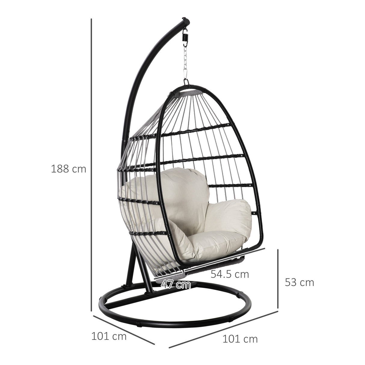 immagine-3-easycomfort-easycomfort-poltrona-sospesa-con-cuscino-e-struttura-in-metallo-per-giardino-e-soggiorno-101x101x188cm-nero