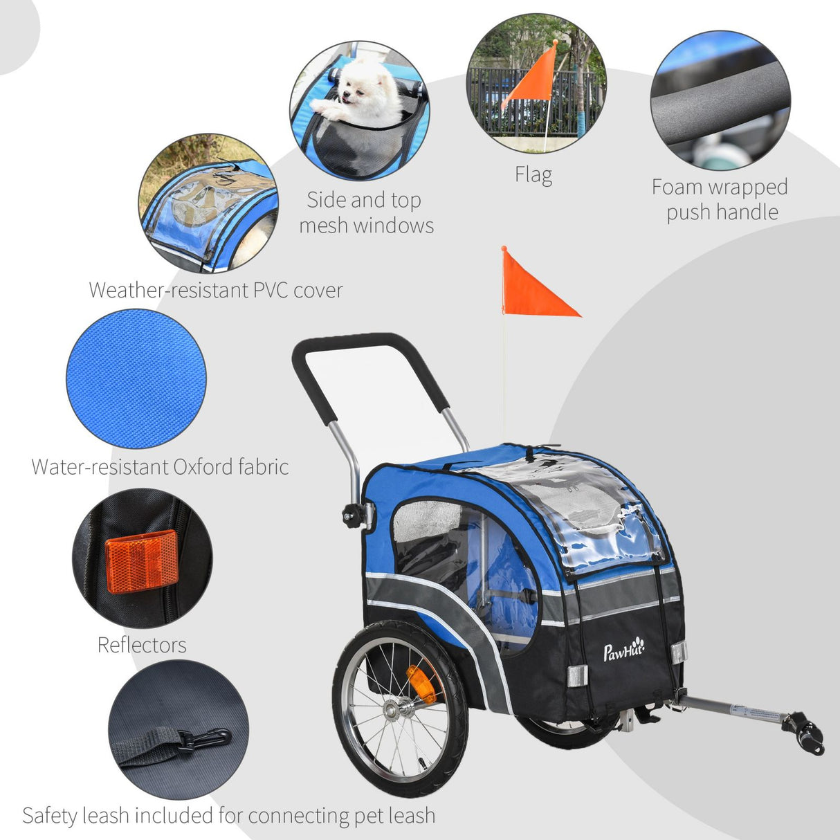 immagine-4-easycomfort-easycomfort-passeggino-2-in-1-per-cani-e-rimorchio-bici-ruote-catarifrangenti-e-bandierina-blu