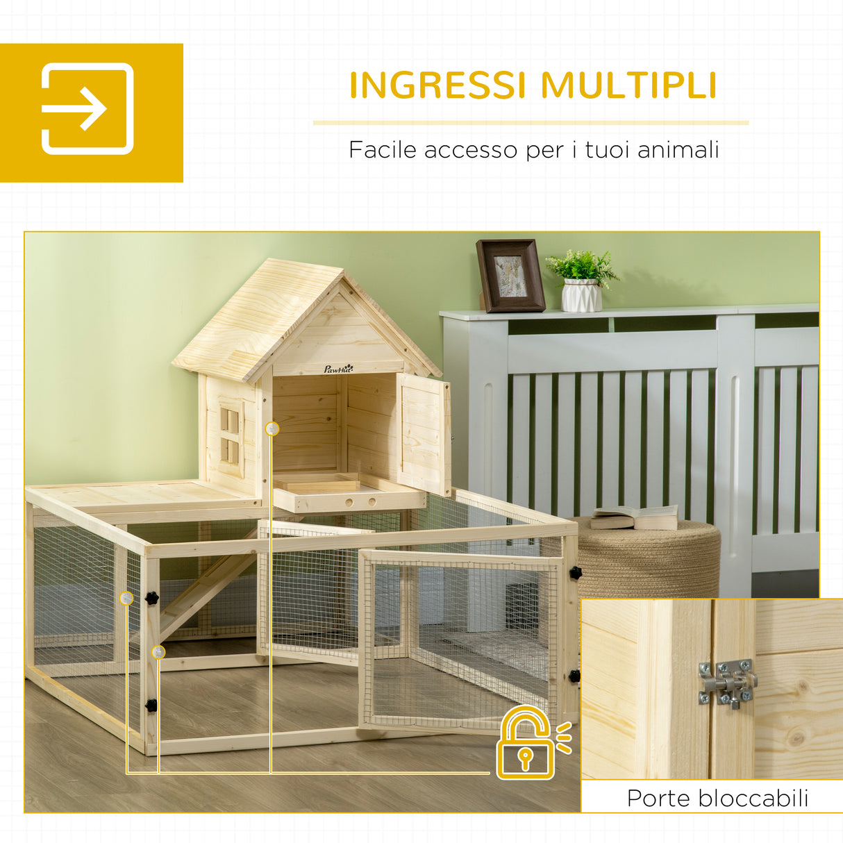 immagine-5-easycomfort-easycomfort-conigliera-per-interno-in-legno-dabete-con-vassoio-estraibile-3-porte-e-area-esterna-151-5x106x97-cm