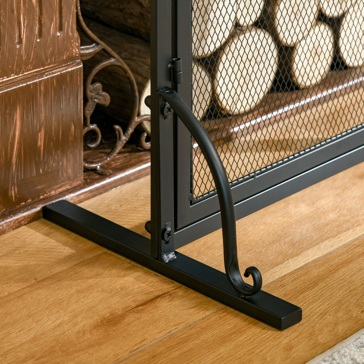 immagine-8-easycomfort-easycomfort-parascintille-per-camino-in-metallo-nero-con-2-porte-chiusura-a-clip-99x35x80cm-nero