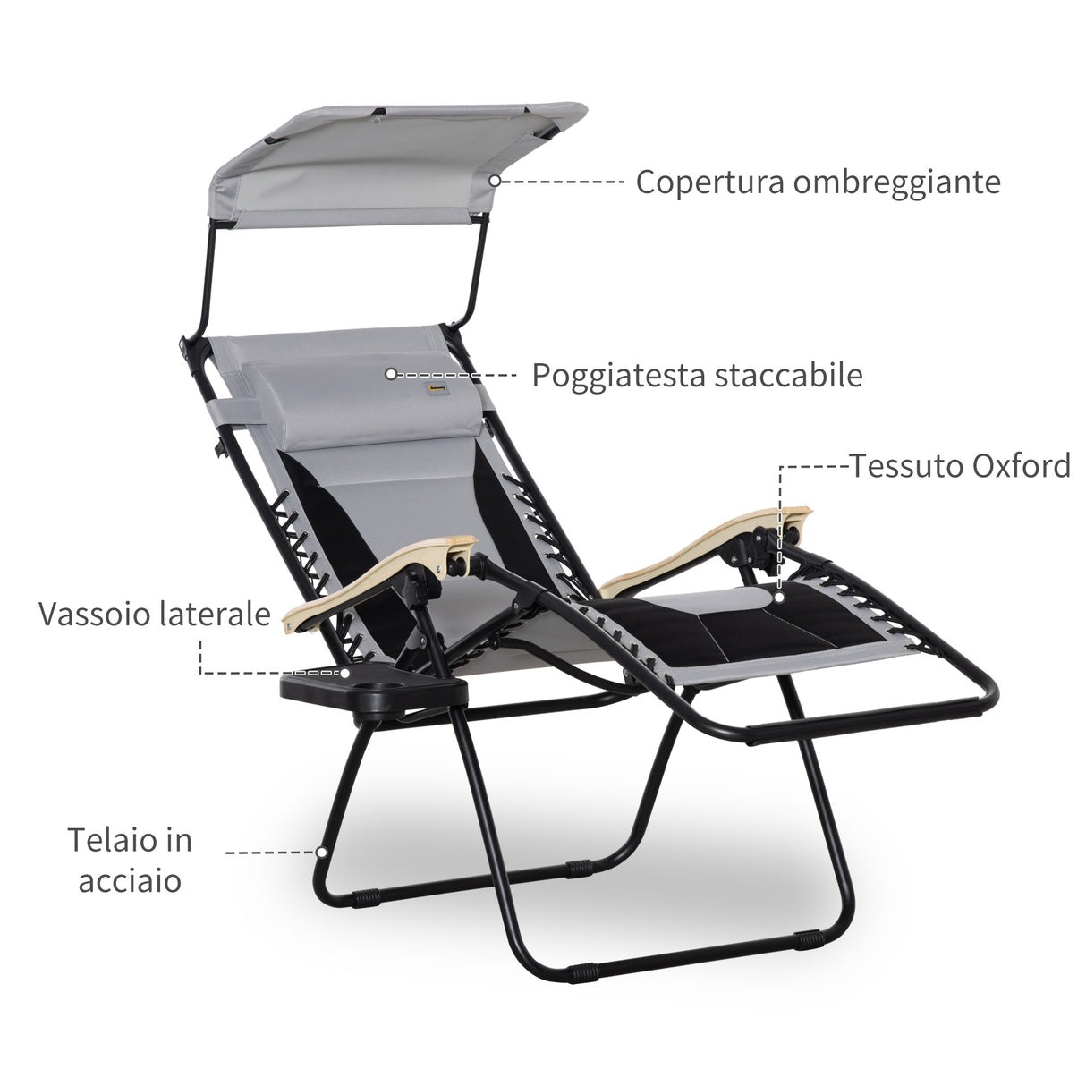 immagine-8-easycomfort-easycomfort-sedia-sdraio-da-giardino-zero-gravity-pieghevole-e-reclinabile-con-tettuccio-poggiatesta-e-porta-bicchieri-grigio-chiaro