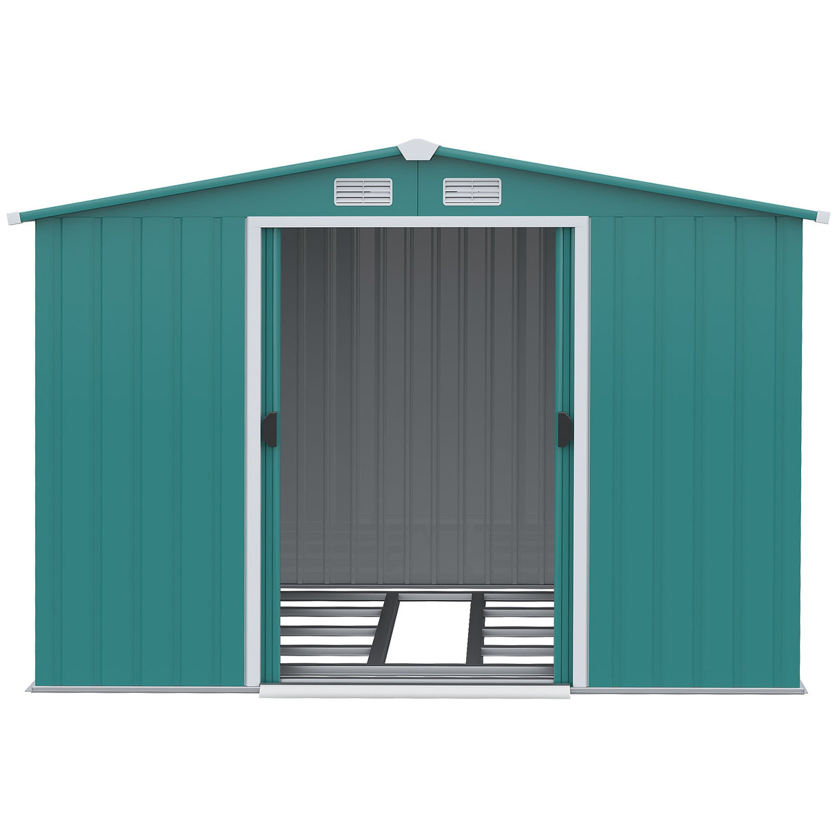 immagine-9-easycomfort-easycomfort-casetta-da-giardino-porta-utensili-in-lamiera-di-acciaio-con-porte-scorrevoli-260x206x179-cm-verde