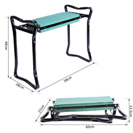 easycomfort easycomfort sedia inginocchiatoio da giardino pieghevole in acciaio con cuscinetto in gommapiuma 58x28x49cm