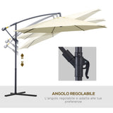 easycomfort easycomfort ombrellone parasole decentrato da giardino da spiaggia ferro 3m beige