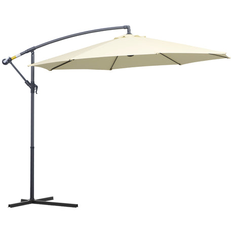 easycomfort easycomfort ombrellone parasole decentrato da giardino da spiaggia ferro 3m beige