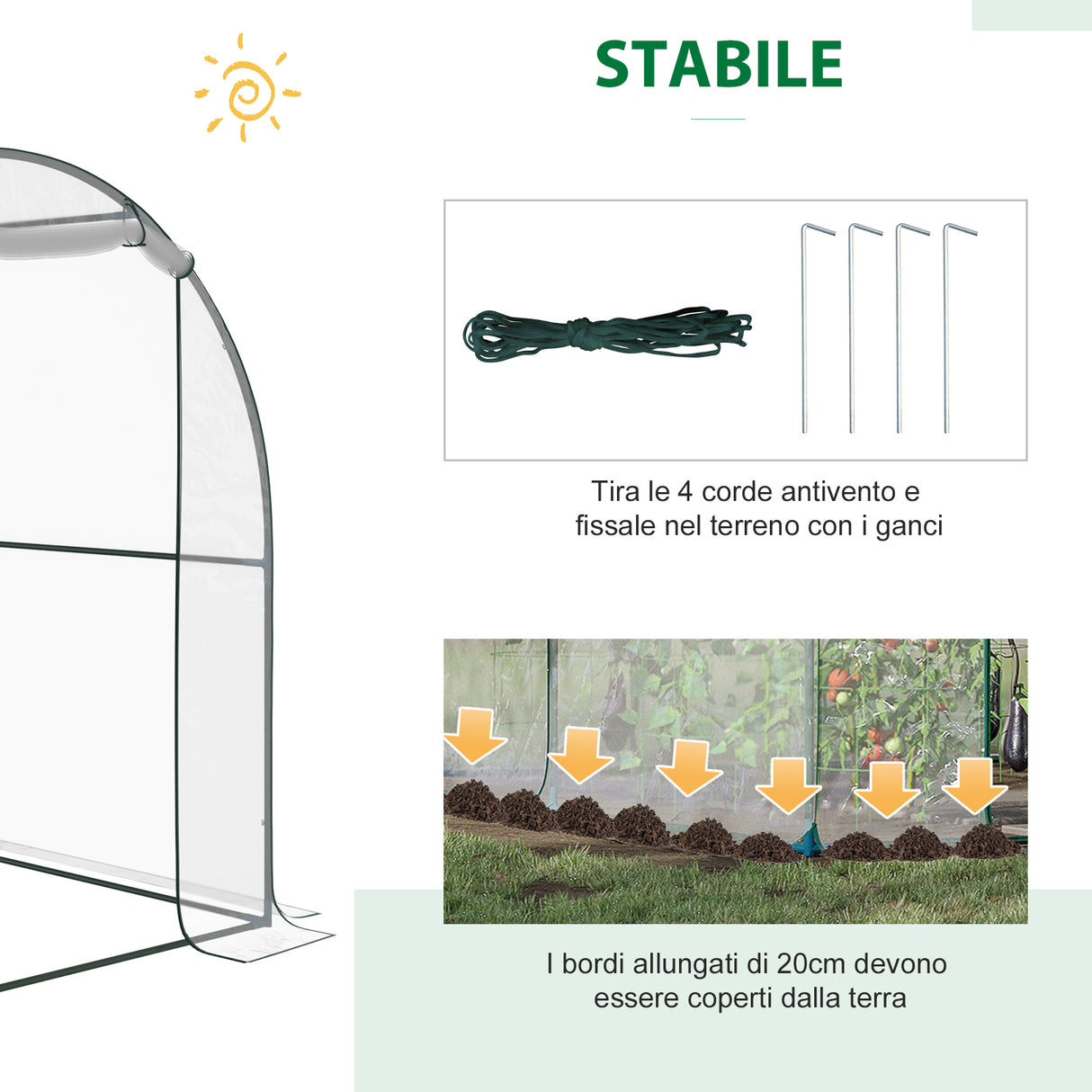 easycomfort easycomfort serra da giardino a tunnel per piante e orto con copertura in pvc 250x200x200cm