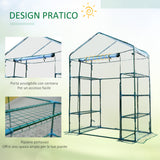 easycomfort easycomfort serra da giardino in acciaio e pvc trasparente con porta avvolgibile 143x73x195 cm verde