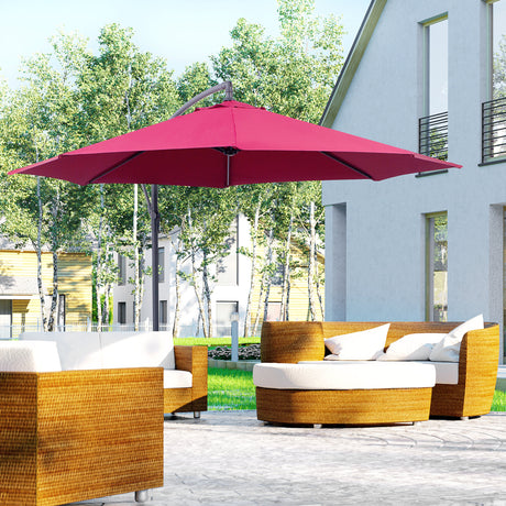 easycomfort easycomfort ombrellone parasole decentrato in metallo bordeaux 3x2.6m