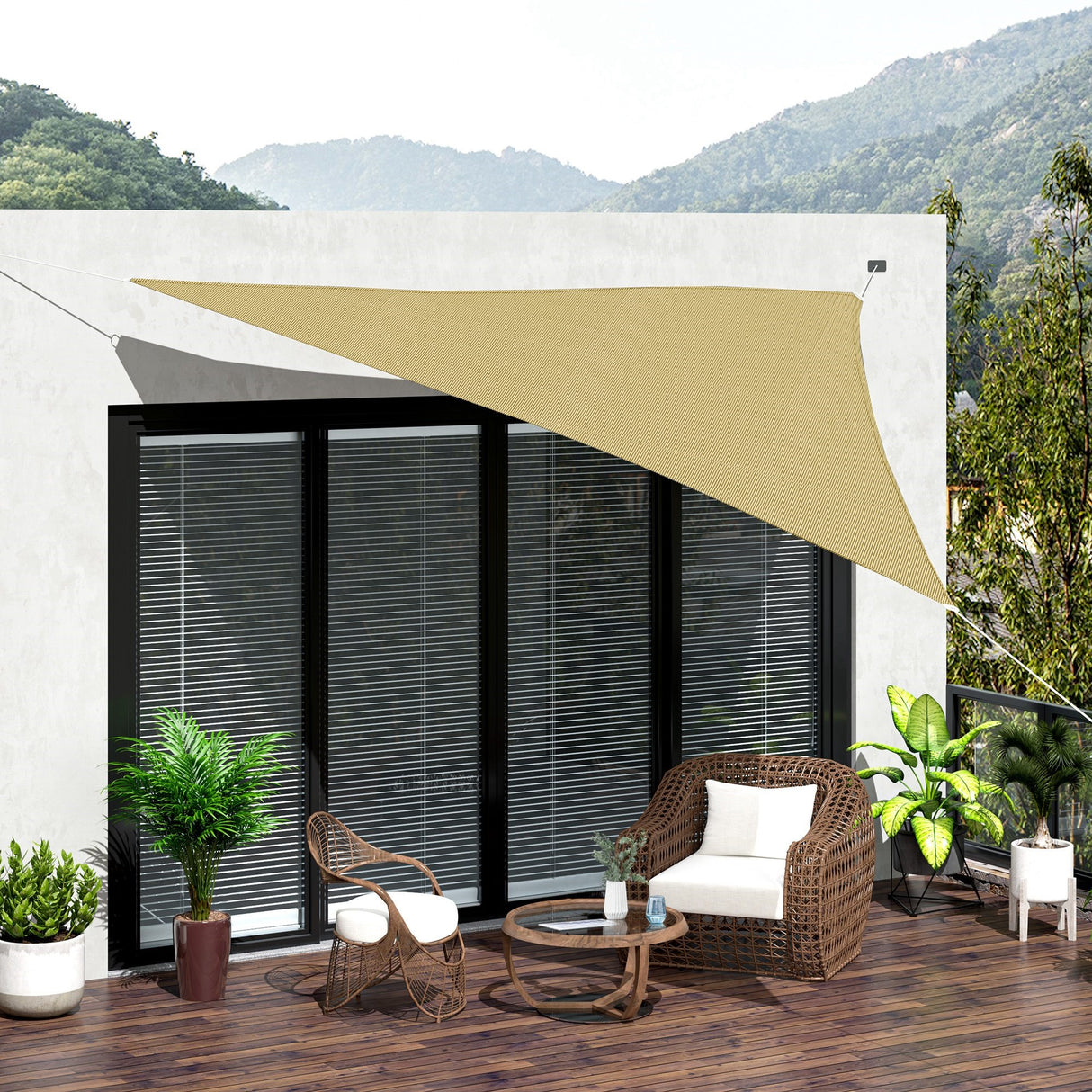 easycomfort easycomfort tenda da sole triangolare in hdpe sabbia 3x3x3m