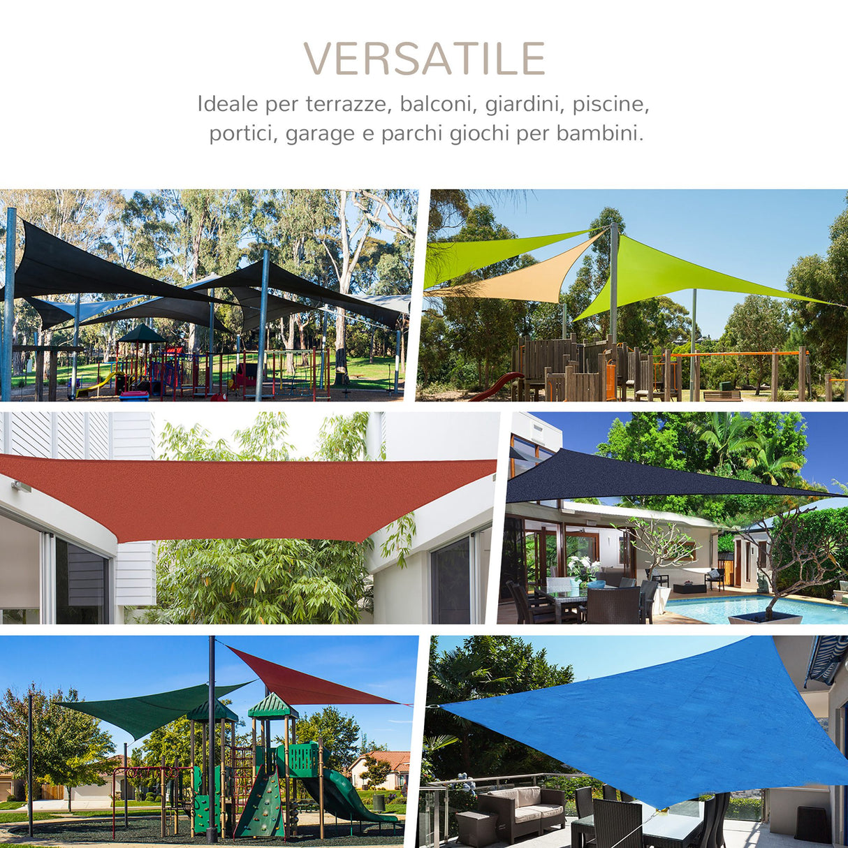 easycomfort easycomfort tenda da sole triangolare in hdpe crema 4x4x4m