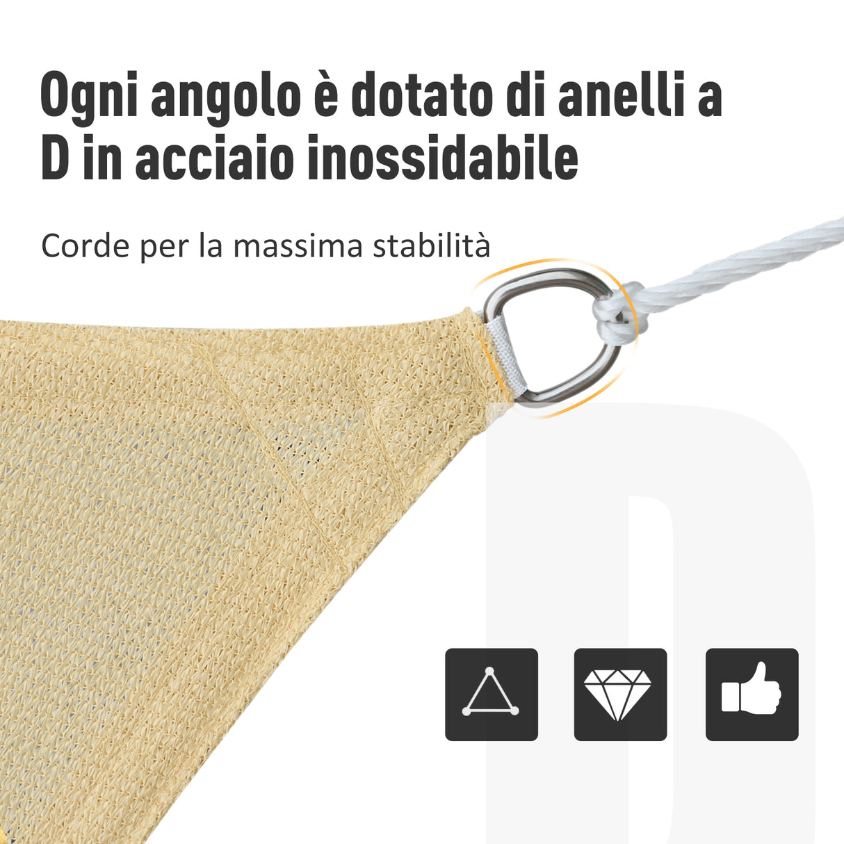 easycomfort easycomfort tenda da sole triangolare tenda a vela anti uv beige 5x5x5m