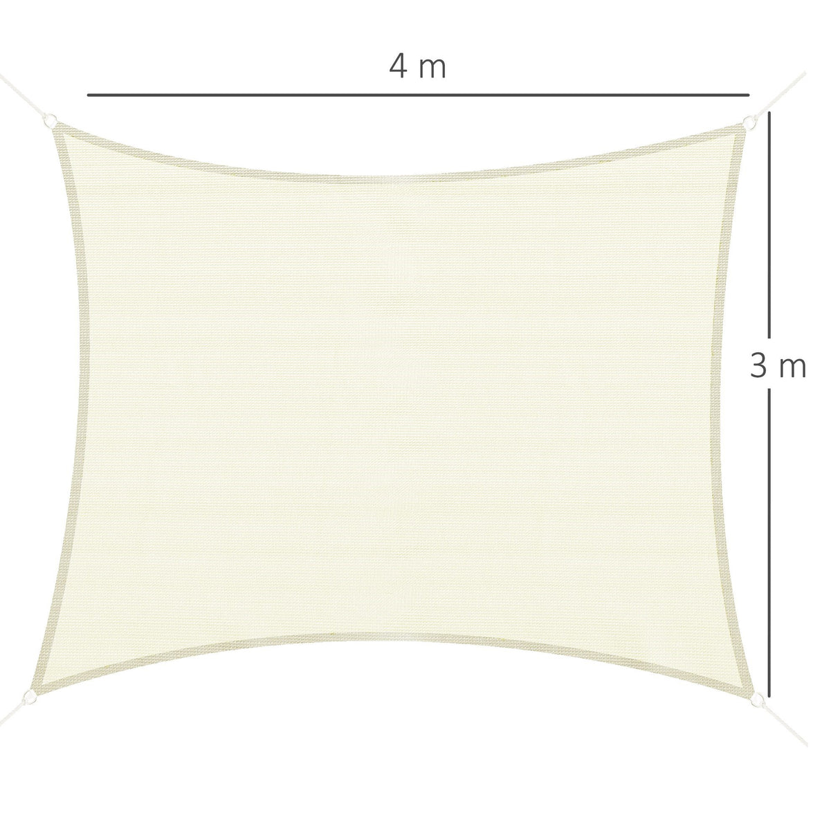 easycomfort easycomfort vela da giardino rettangolare in hdpe crema 3x4m