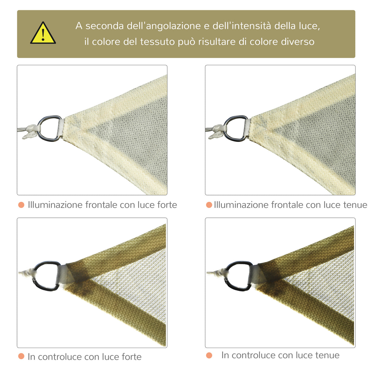 easycomfort easycomfort vela da giardino rettangolare in hdpe crema 3x4m