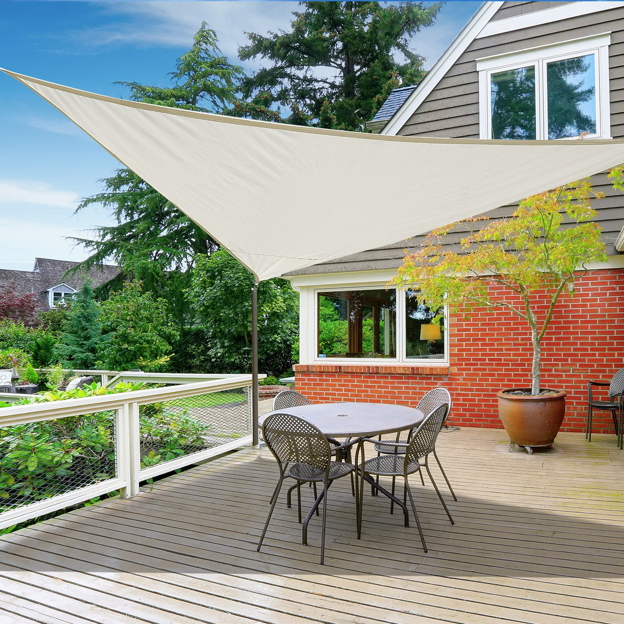 easycomfort easycomfort tenda da sole triangolare crema 6x6x6m