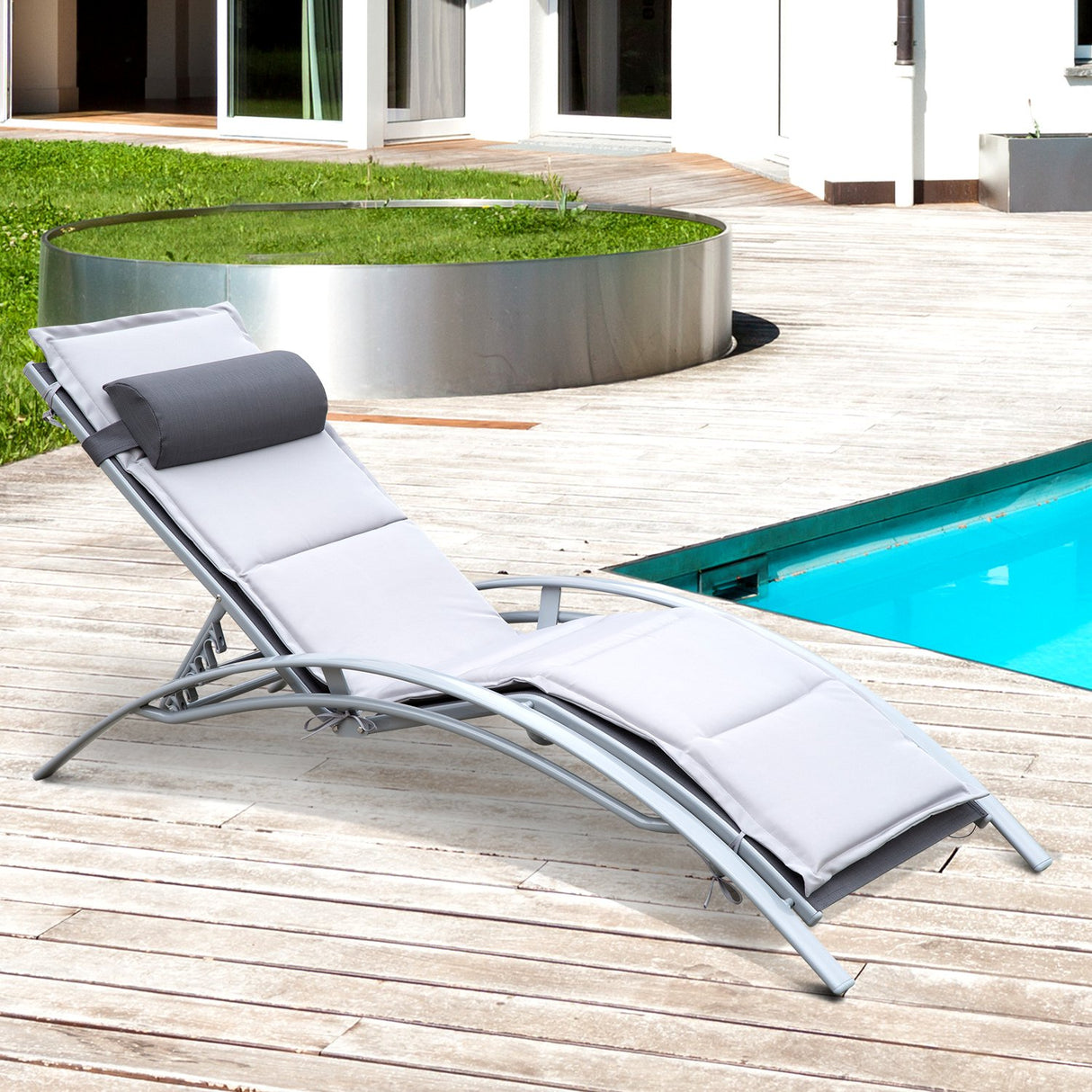 easycomfort easycomfort lettino sdraio pieghevole reclinabile con materassino e poggiatesta telaio in alluminio grigio