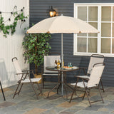easycomfort easycomfort 6 pz set mobili da giardino in tubi dacciaio tavolo da giardino con sedie e ombrellone crema