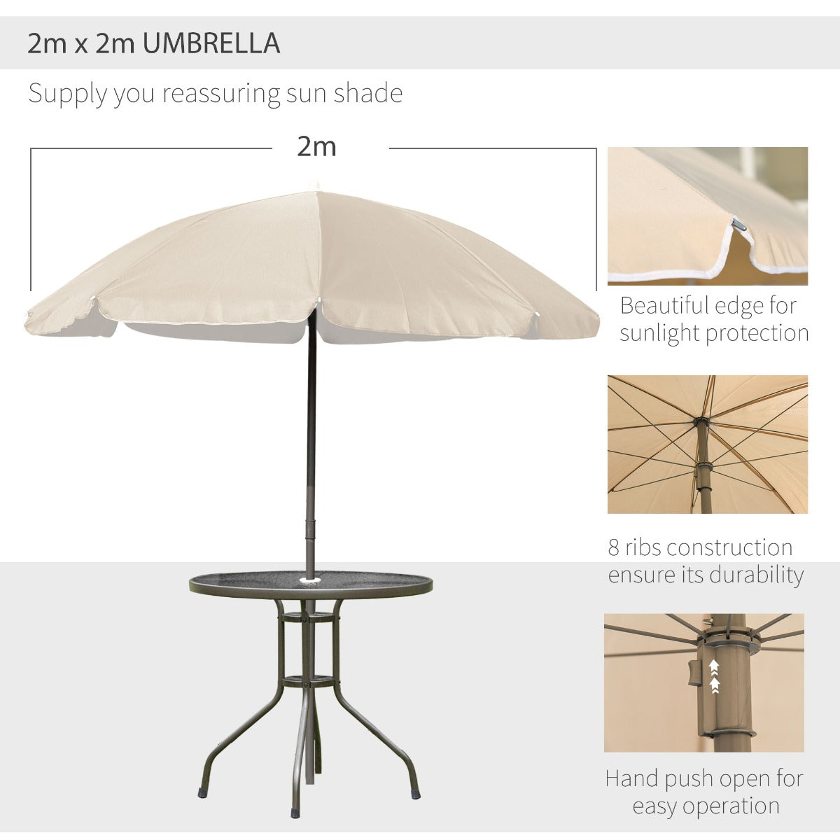 easycomfort easycomfort 6 pz set mobili da giardino in tubi dacciaio tavolo da giardino con sedie e ombrellone crema