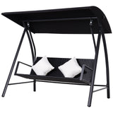 easycomfort easycomfort dondolo 3 posti in rattan e ferro con cuscini e tettuccio parasole nero
