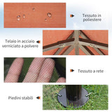 easycomfort easycomfort gazebo da giardino con doppio tetto e zanzariera in poliestere caffe 2.9x3.9m