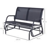easycomfort easycomfort panchina a dondolo biposto in metallo nero 123x70x87cm