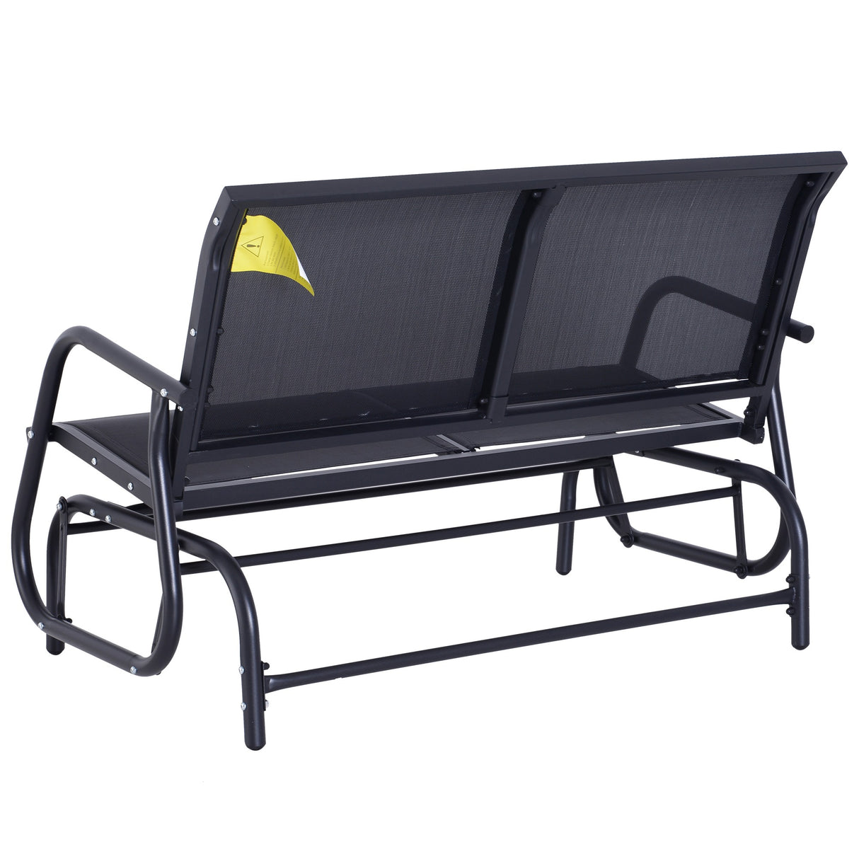 easycomfort easycomfort panchina a dondolo biposto in metallo nero 123x70x87cm