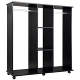 easycomfort easycomfort armadio guardaroba a 5 ripiani con ruote e barre appendiabiti in legno e alluminio nero 120x40x128cm ean 8054111843379