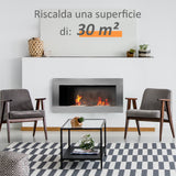 easycomfort easycomfort camino a bioetanolo realizzato in acciaio inox con 2 bruciatori 1.5lt 110x54x14cm