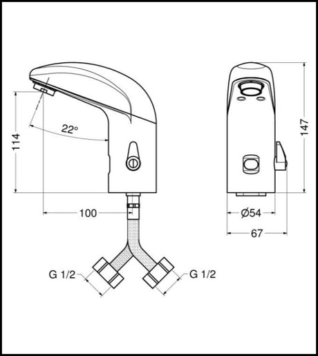 Miscelatore Elettronico Idral ONE per Lavabo a Fotocellula with Alimentazione a Batteria