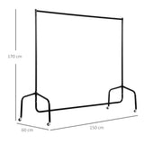 easycomfort easycomfort rella appendiabiti attaccapanni in metallo stand per vestiti con rotelle nero 150x60x170cm ean 8054111845250